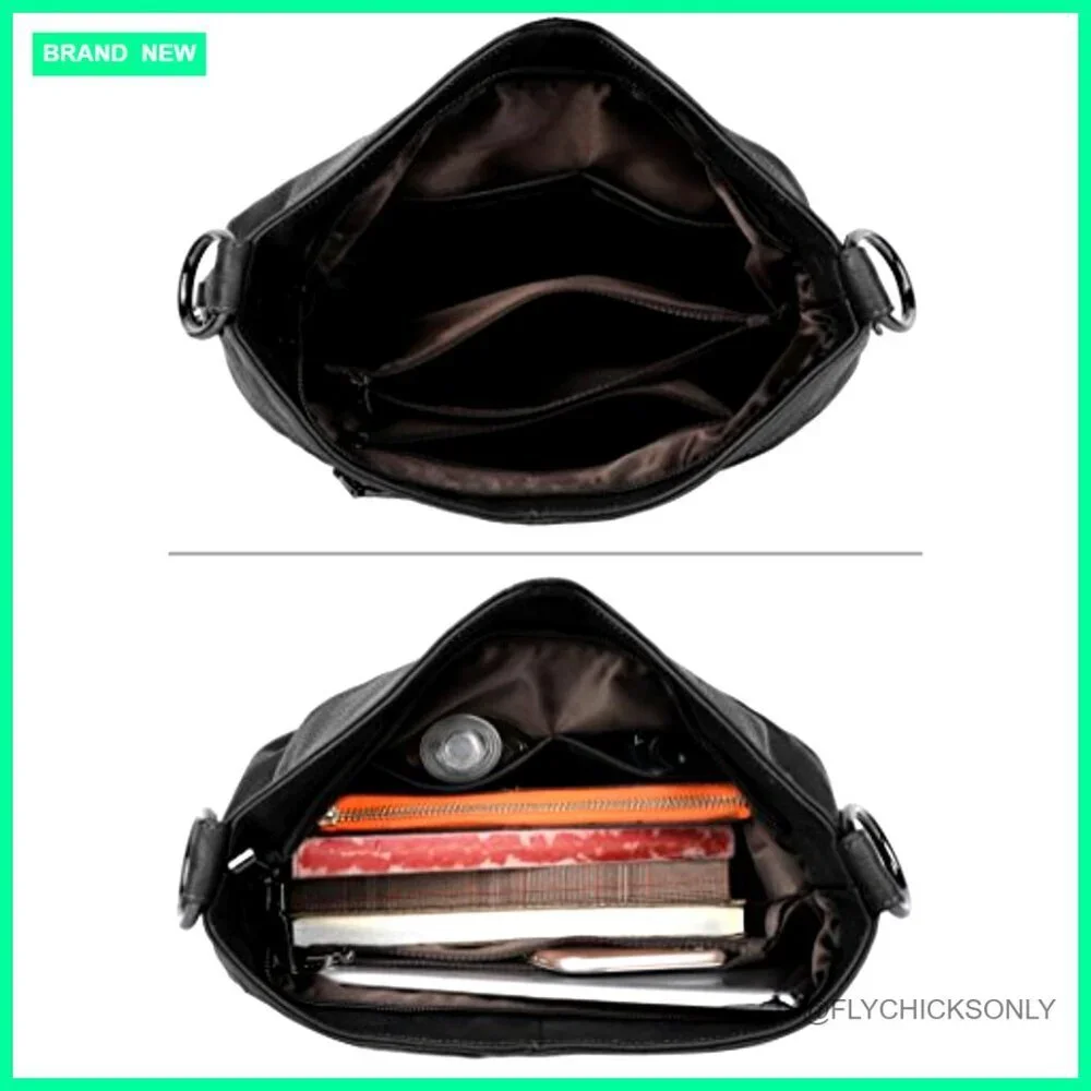 Large Genuine Leather Hobo Crossbody Bag with Top Handle Travel Purse